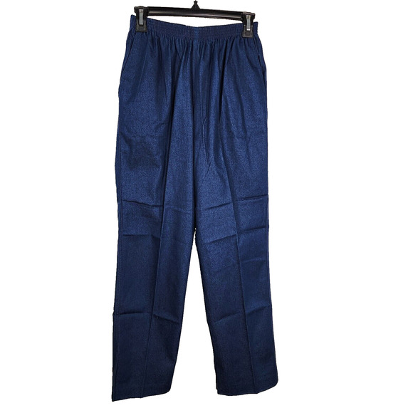 Alfred Dunner Womens Trouser Pants Size 8 Blue High Rise Pull On Straight Leg - Picture 1 of 8